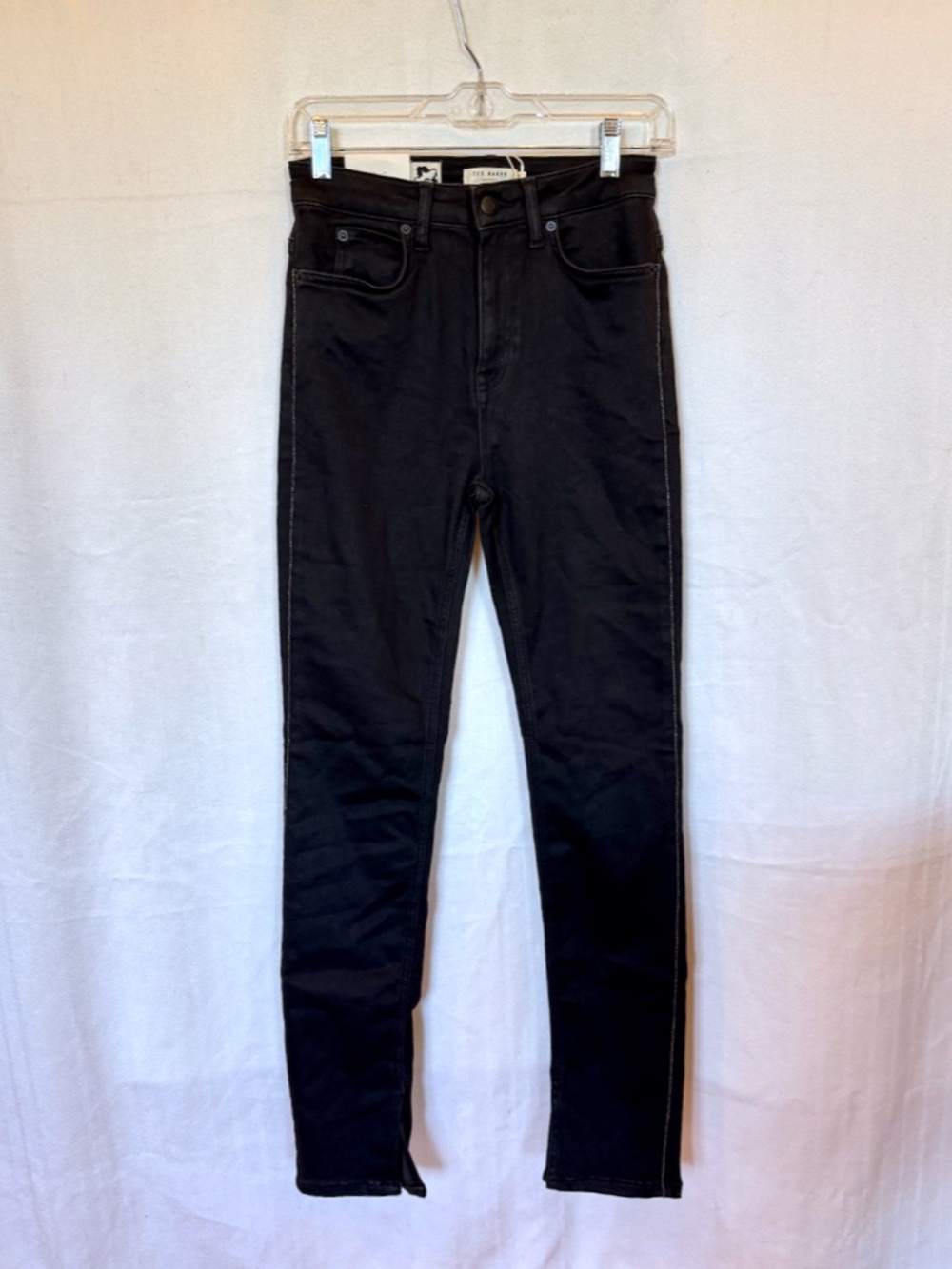 Ted Baker Anetaa Black Sateen Finish Slim Jeans with Split Hem - Picture 3 of 9